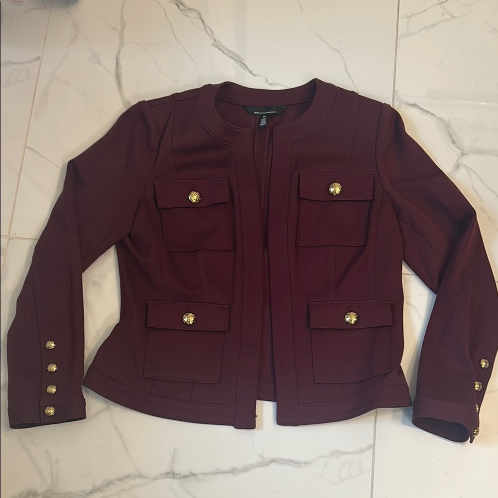 White House Black Market Red and Gold Blazer Structured Tailored Design